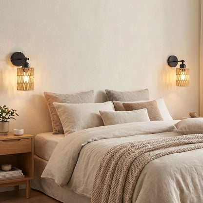 Applique murale chambre Rotin Retro en tête de lit