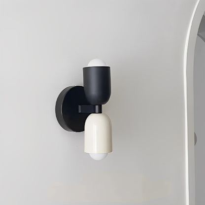 Applique murale chambre deux côtés  en blanc noir sur un mur blanc
