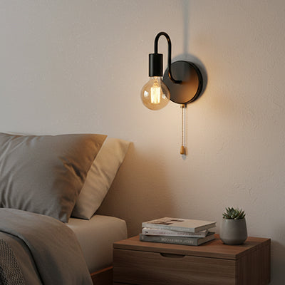 Applique murale pour chambre nordique noire au chevet du lit 