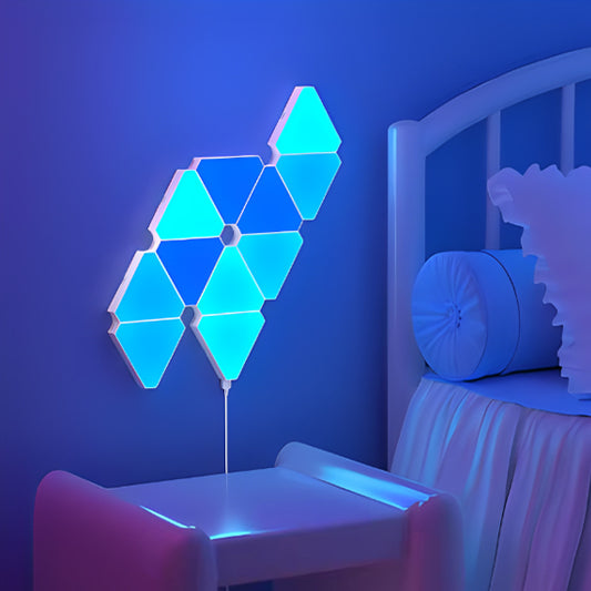 chambre applique murale LED Triangulaire lumière bleue au chevet du lit