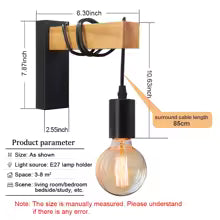 chambre applique murale bois retro WarmLight  avec des détails de dimensions
