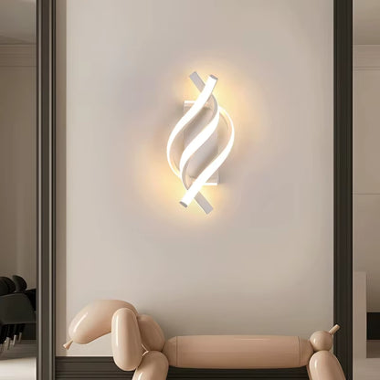 chambre applique murale spirale LED trois ambiances au couloir de couleur blanche