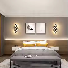 chambre applique murale spirale LED trois ambiances des deux côtés du lit
