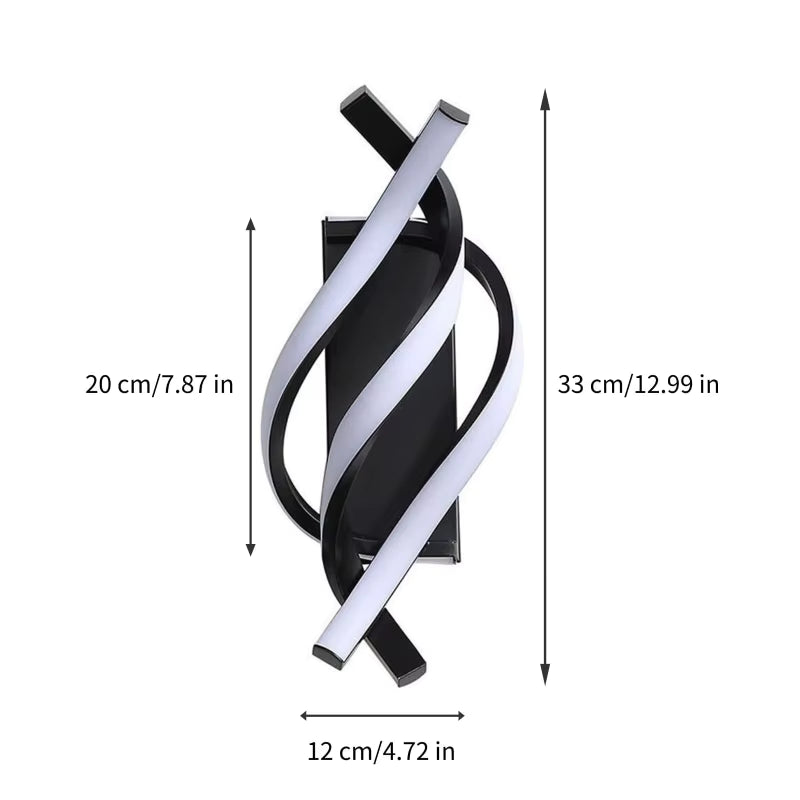 chambre applique murale spirale LED trois ambiances détails des dimensions